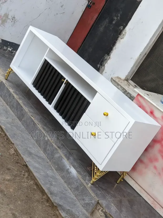 Wood-Mode White TV Stand - 1
