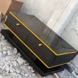 Black Glass Center Table with Gold Accents (60cm x 115cm) - 1