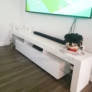White LED TV Stand Unit - 180cm Length
