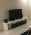Brand New White & Black TV Stand Unit with LED Lights - 1