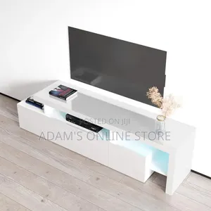 White TV Stand Unit - 6ft Length (Fits up to 75" TVs)