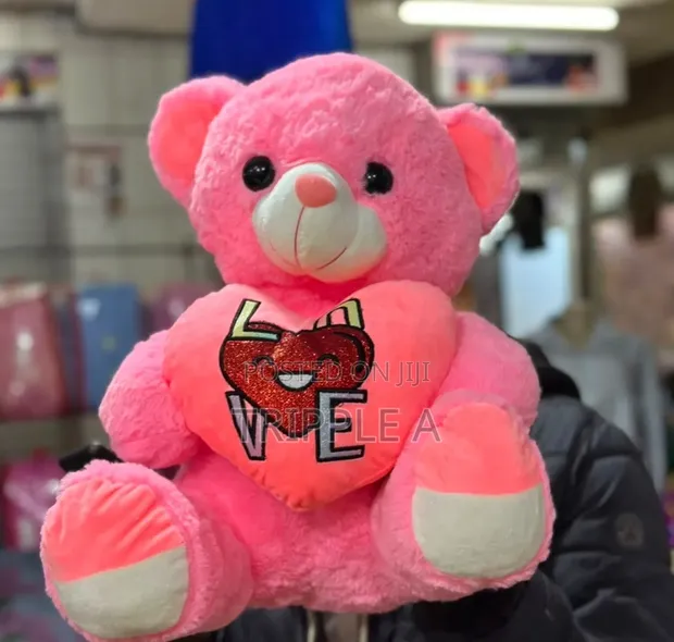 Generic Fluffy Pink LOVE Teddy Bear - 1