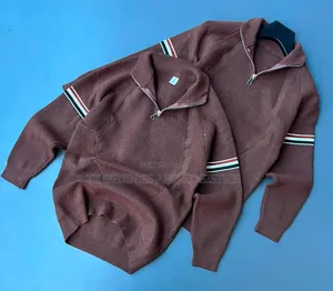 Zip Neck Knitted Wool Sweater