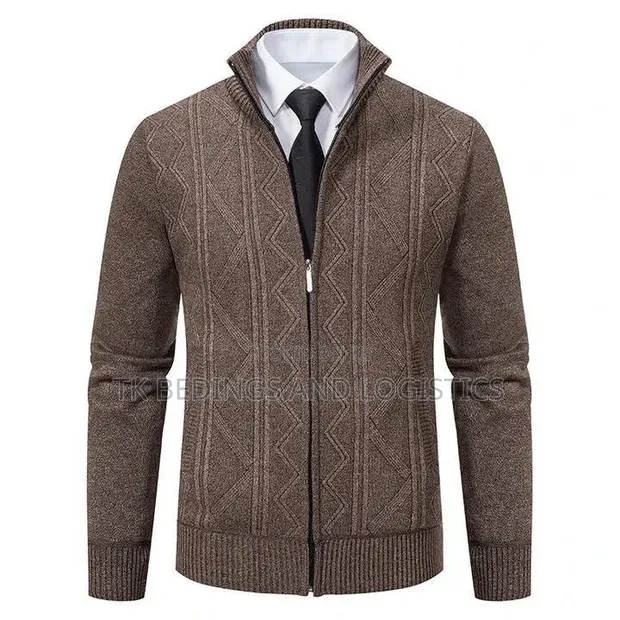 Men's Cardinal Zip-Up Wool Cardigan Sweater - 1