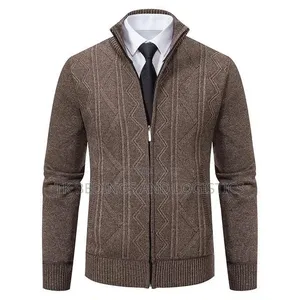 Men's Cardinal Zip-Up Wool Cardigan Sweater