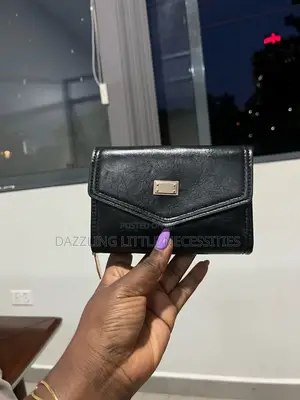 Black Envelope Wallet with Zip Compartment