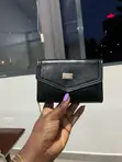 Black Envelope Wallet with Zip Compartment - 1