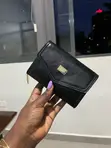 Black Envelope Wallet with Zip Compartment - 2