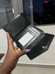 Black Envelope Wallet with Zip Compartment - 3