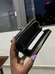 Black Envelope Wallet with Zip Compartment - 4