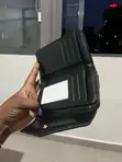 Black Envelope Wallet with Zip Compartment - 5