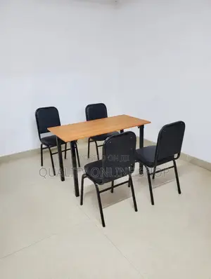 Wooden Foldable Dining Table with 4 Black Leather Chairs