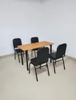 Wooden Foldable Dining Table with 4 Black Leather Chairs - 1