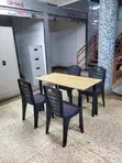 Dining Wooden Table and Plastic Chairs - 2