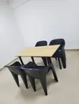 Foldable Wooden Dining Table and Plastic Chairs - 1