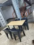 Foldable Wooden Dining Table and Plastic Chairs - 2