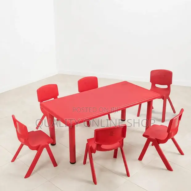 Set of 6 Kids Plastic Chairs and Table - 1