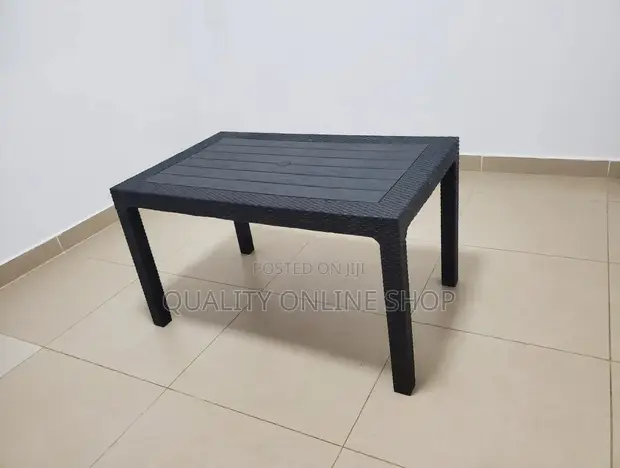 Black Rattan Plastic Dining Table - 1