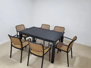 6-Person Plastic Dining Table and Chairs Set