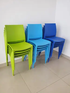 Plastic Dining Chairs - Lemon, Light Blue, Dark Blue