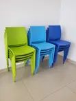 Plastic Dining Chairs - Lemon, Light Blue, Dark Blue - 1