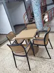 Beige Rattan 4-Seater Dining Table and Chairs Set - 2