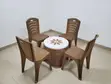Brown Plastic Chairs and Flower Table Set for Bars/Dining - 1