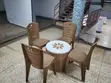 Brown Plastic Chairs and Flower Table Set for Bars/Dining - 2