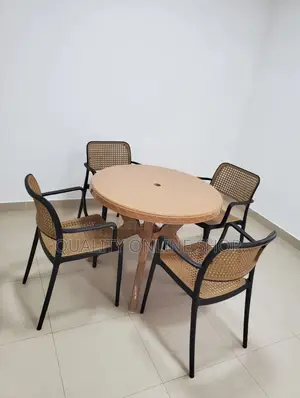 Round 4-Person Plastic Dining Table and Chairs Set