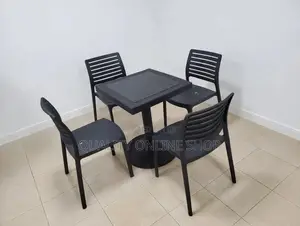Home Dining Plastic Table and Chairs Set - Black