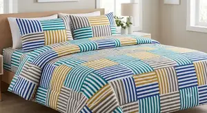 Golden Harbour Strip 4pc Duvet Set