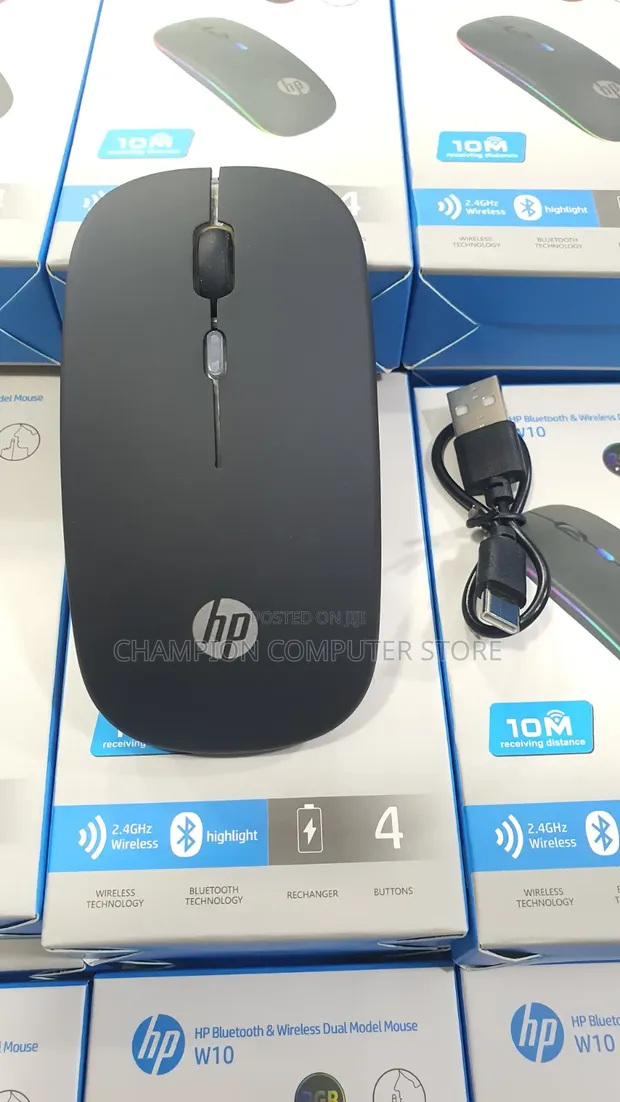 HP W10 Bluetooth Wireless Dual Mode Mouse - Rechargeable, RGB - 1