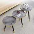 Chic 3-in-1 Luxury Marble-Effect Side Table Set - 2