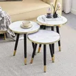 Chic 3-in-1 Luxury Marble-Effect Side Table Set - 3