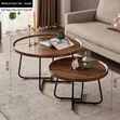 Modern Walnut-Finish Round Nesting Coffee Table Set - 2