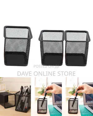 Black Square Metal Mesh Desk Organizer