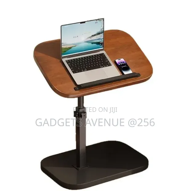 Adjustable Height Rolling Laptop Stand - Walnut Finish - 1