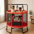 Kids Indoor Trampoline with Safety Enclosure & Rings - 1