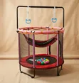 Kids Indoor Trampoline with Safety Enclosure & Rings - 4