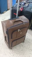 Brown Leather-Look Medium Travel Suitcase - 1