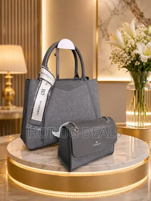 Chrisbella Elegant 2-in-1 Luxury Burgundy Handbag Set