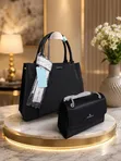 Chrisbella Elegant 2-in-1 Luxury Burgundy Handbag Set - 2