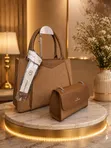 Chrisbella Elegant 2-in-1 Luxury Burgundy Handbag Set - 3