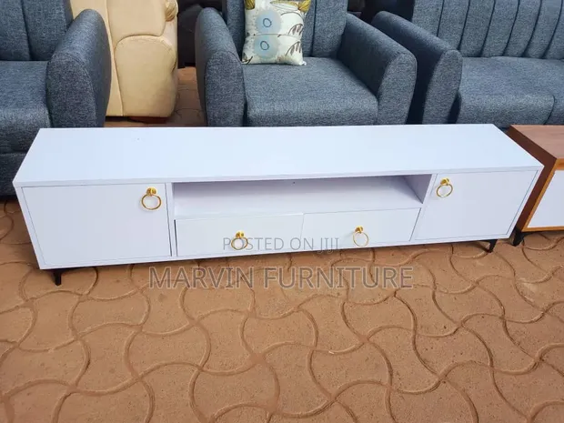 White TV Stand with Drawers - Brand New - 1