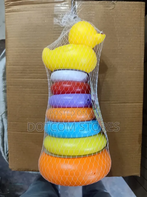 Rainbow Plastic Ring Stacker with Duck Topper - 1