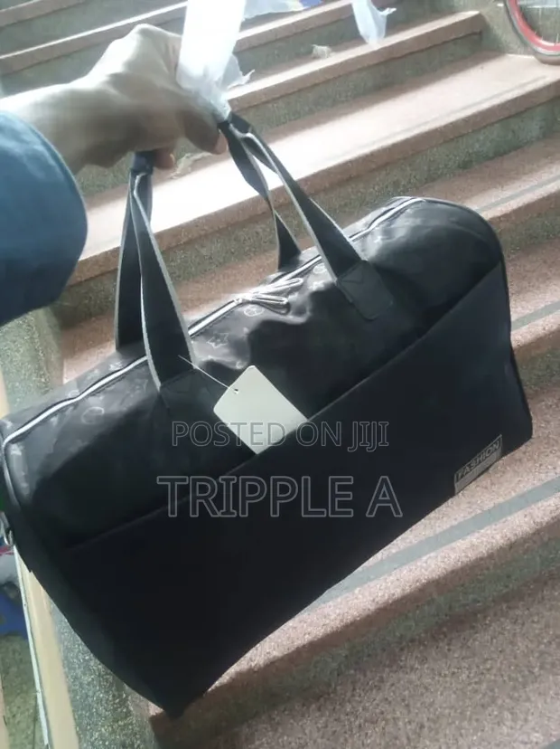 Black Pattern Travel Duffle Bag - 1