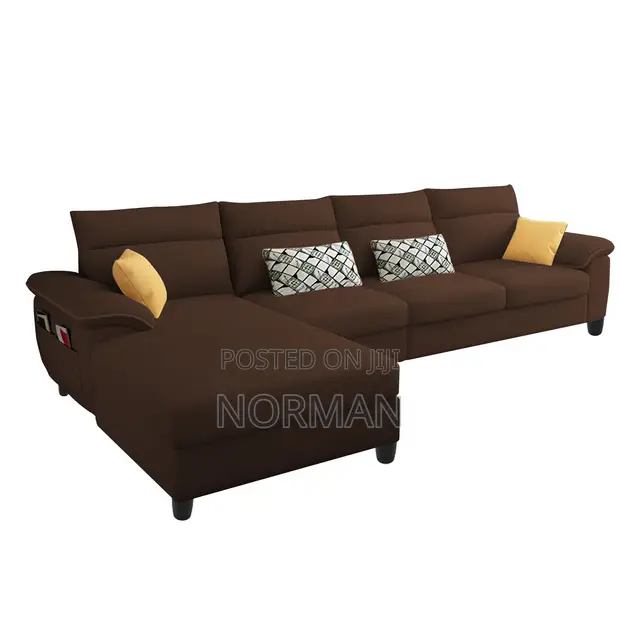L-Shaped Sofa - Brown, Brand New - 1