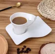 6pcs White Ceramic Wave Coffee Cup and Saucer Set (200ml) - 2
