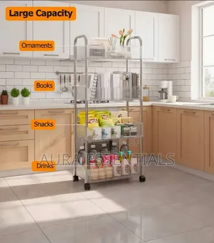 4-Tier Clear Acrylic Rolling Utility Cart