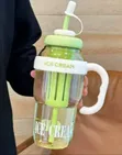 Portable Ice Cream Style Drinking Jar with Handle and Straw (1200ml) - 2